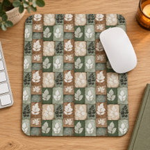 Folhas de Outono Boho Padrão Marrom Terroso Sage