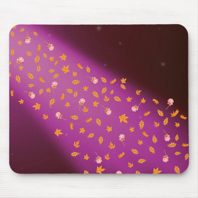 Mousepad Folhas de outono e Rosas Pink do mouse (Frente)