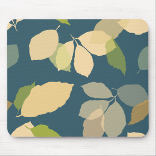 Mousepad Folhas de Outono Modernas com Fundo Azul Turquesa