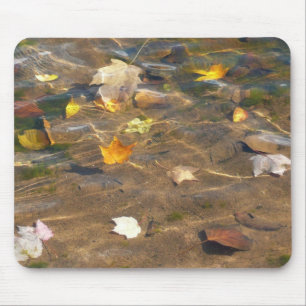 Mousepad Folhas de Outono na Fotografia da Natureza da Água