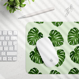 Mousepad Folhas de Palma, Folhas Verdes, Padrão Tropical