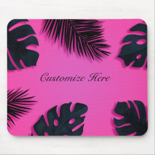 Mousepad Folhas de Palmeira Tropicais Rosa Quente Ilha Pers