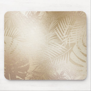 Mousepad Folhas de Palmeira Tropical Botânica Brilho Dourad