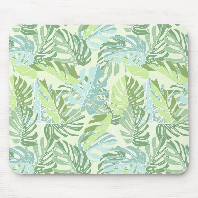 Mousepad Folhas de Palmeiras Tropicais Pastel (Frente)