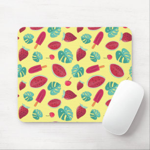 Mousepad Folhas de picolé, cereja, morango e melancia