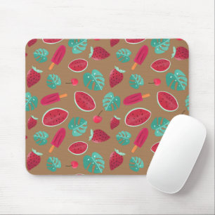 Mousepad Folhas de picolé, cereja, morango e melancia