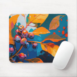 Mousepad Folhas de queda e bagas. floral de outono de abstr
