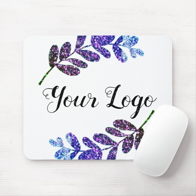 Mousepad folhas pretas púrpuras, azuis e simples, adicionam (Com mouse)