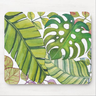 Mousepad Folhas Tropicais Bonitas Em Aquarela
