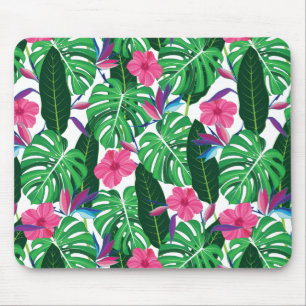 Mousepad Folhas tropicais coloridas e flores na selva