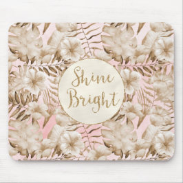 Mousepad Folhas Tropicais De Creme Blush Dourado Brilhante