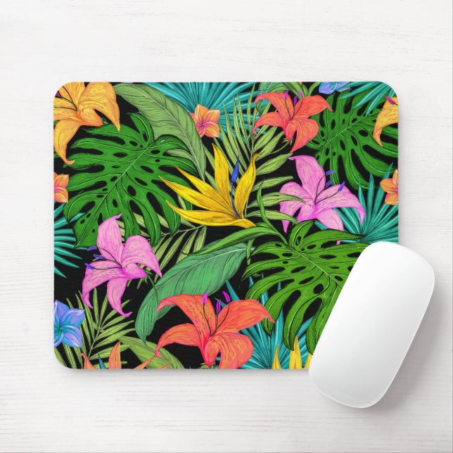 Mousepad Folhas Tropicais de Verão Coloridas Elegantes | (Com mouse)