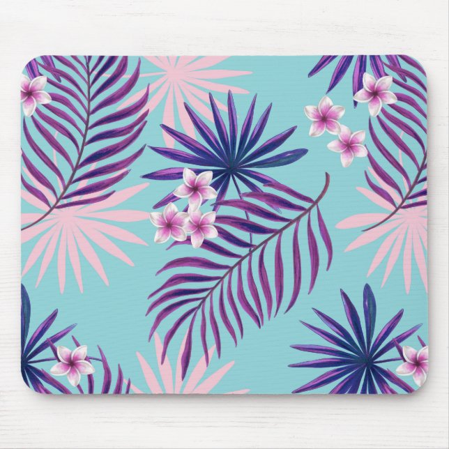 Mousepad Folhas tropicais e flores 2 (Frente)