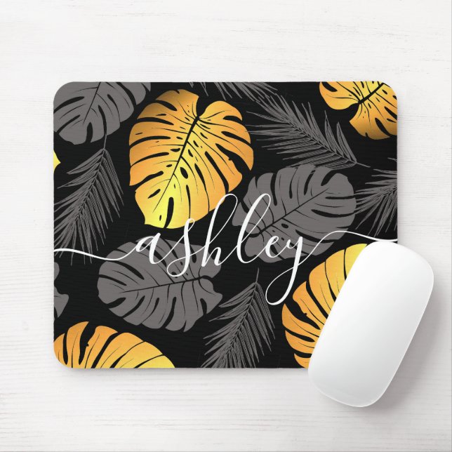 Mousepad Folhas tropicais ouros (Com mouse)