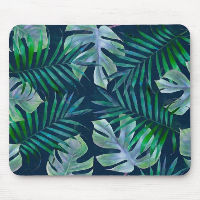 Mousepad Folhas Tropicais Verde Noturno (Frente)