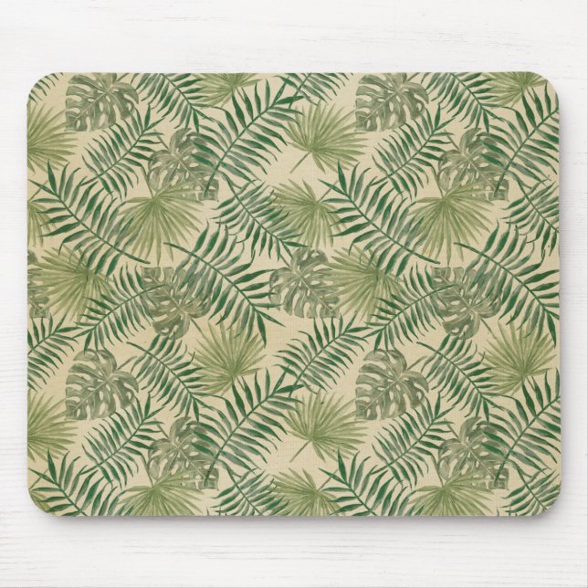 Mousepad Folhas Verdes Creme Tropical       (Frente)