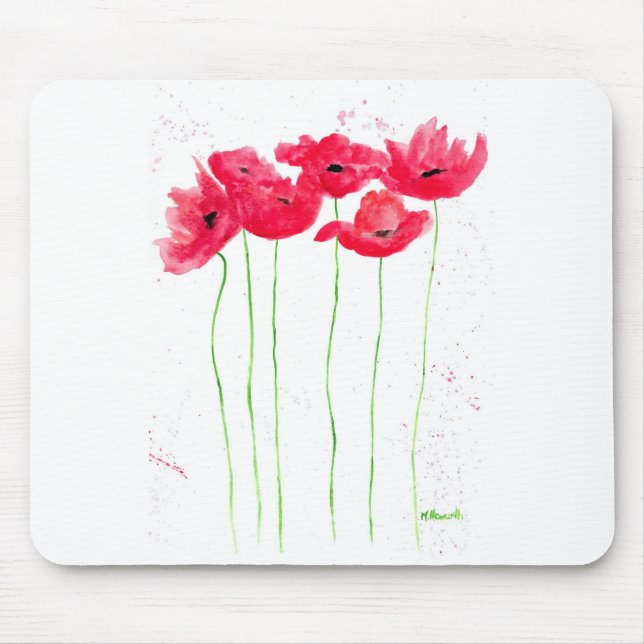 Mousepad Folhas vermelhas flores modem flores tradicionais (Frente)