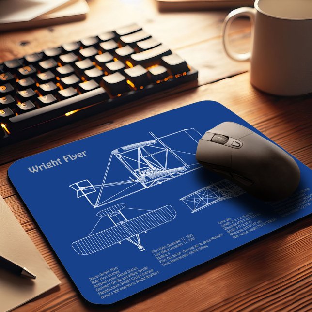 Mousepad Folheto do Wright - Planos de desenho do avião (Criador carregado)