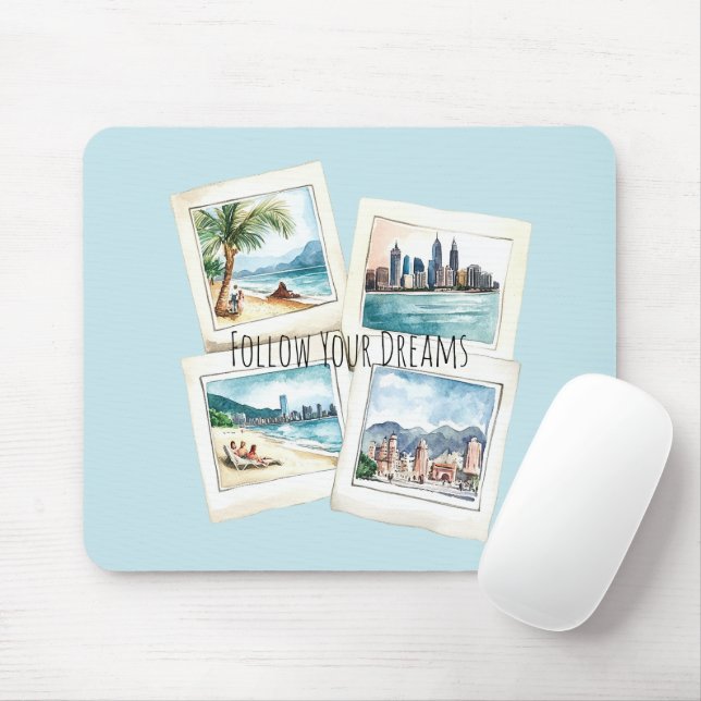 Mousepad Follow Your Dreams World Travel (Com mouse)