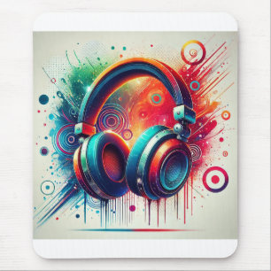 Mousepad Fones de Ouvido Artísticos Vibrantes