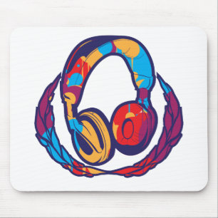 Mousepad Fones de ouvido coloridos