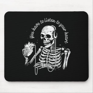 Mousepad Fones de ouvido de esqueleto Música gótica cardíac