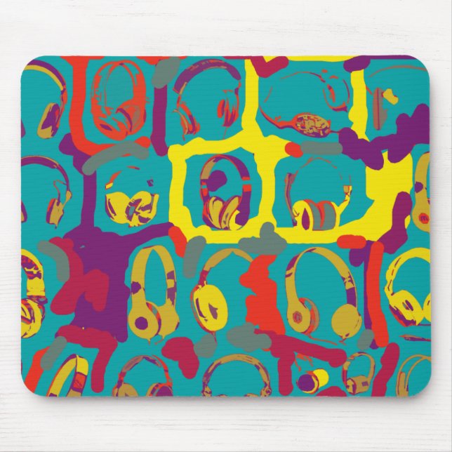 Mousepad fones de ouvido dj de pop de cores (Frente)