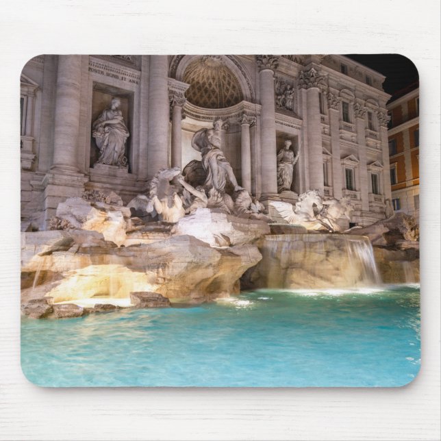 Mousepad Fonte da Trevi à noite - Roma, Itália (Frente)