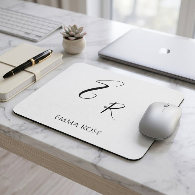 Mousepad Fonte de Letra Elegante com Nome de Monograma Mini (Criador carregado)