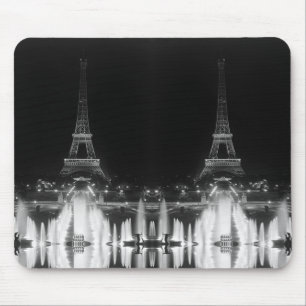 Mousepad Fonte Vintage Paris Fontains Torre Eiffel noite Ra