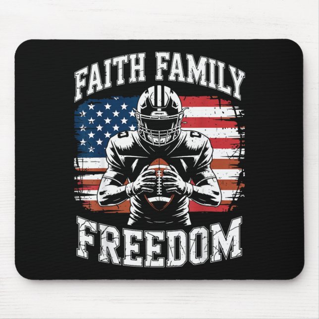 Mousepad Football Faith Family Dom Patriotic Christian Foot (Frente)