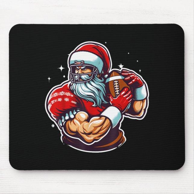 Mousepad Football Player Santa Christmas Pajama Funny X-mas (Frente)