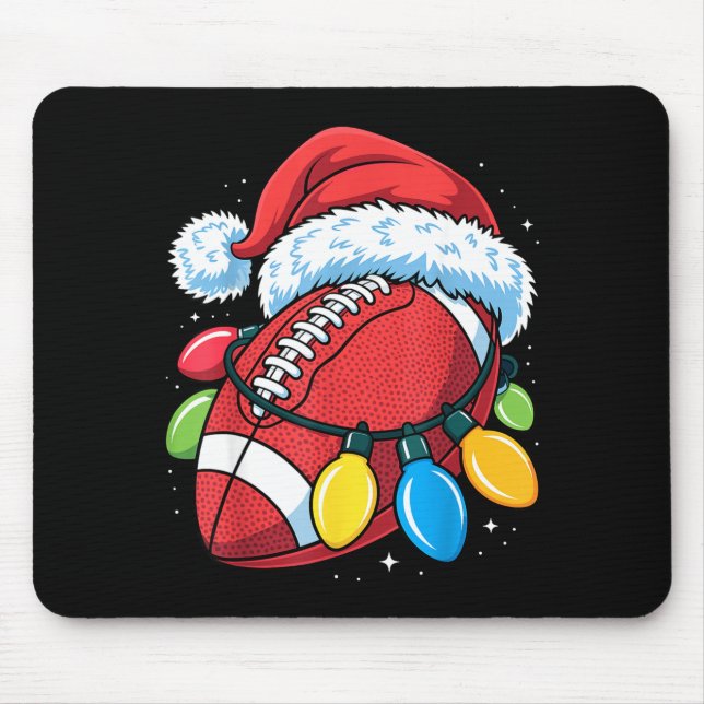 Mousepad Football Santa Hat Christmas Lights Festive Touchd (Frente)