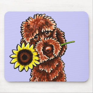 Mousepad Fora-Trela ensolarada Art™ de Labradoodle do