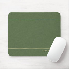 Mousepad Forest Green Linen Texture Image Gold frame