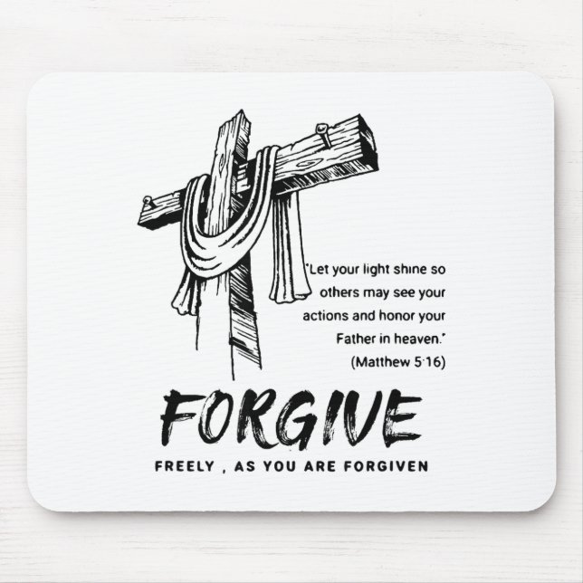 Mousepad Forgive Cross Christian Faith Tee  (Frente)