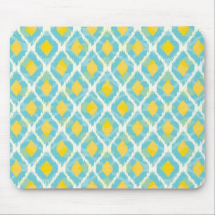 Mousepad Forma amarela azul do ikat tribal moderno