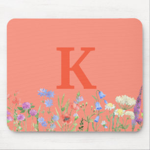 Mousepad Forma aquosa Monograma de flor selvagem