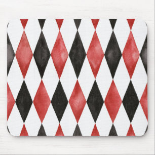 Mousepad Forma de Diamante Vermelho Preto Branco