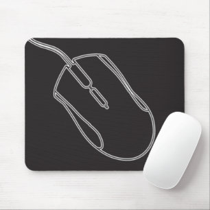 Mousepad Forma de Rato Digital Preto e Branco