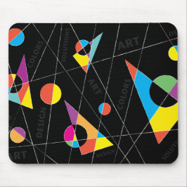 Mousepad Formas abstrato coloridas em fundo preto