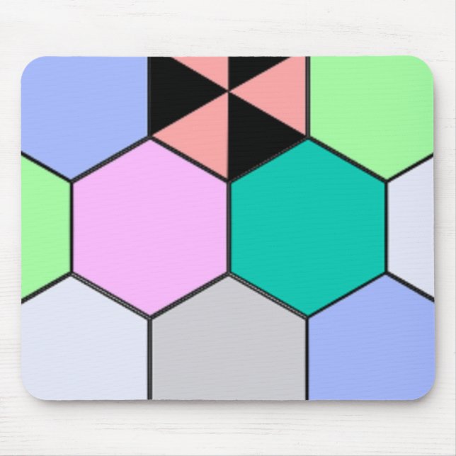 MOUSEPAD FORMAS COLORIDAS DE HEXAGON (Frente)