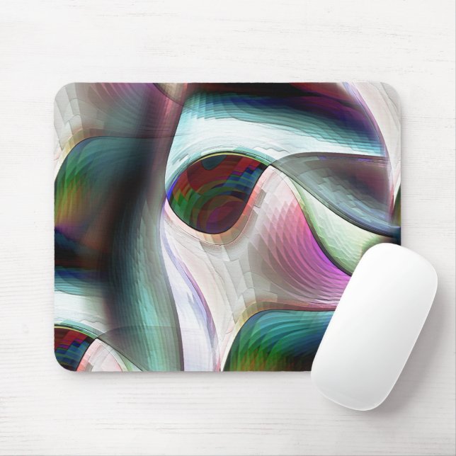 Mousepad Formas curvas de tabuleiro de xadrez em cores quas (Com mouse)