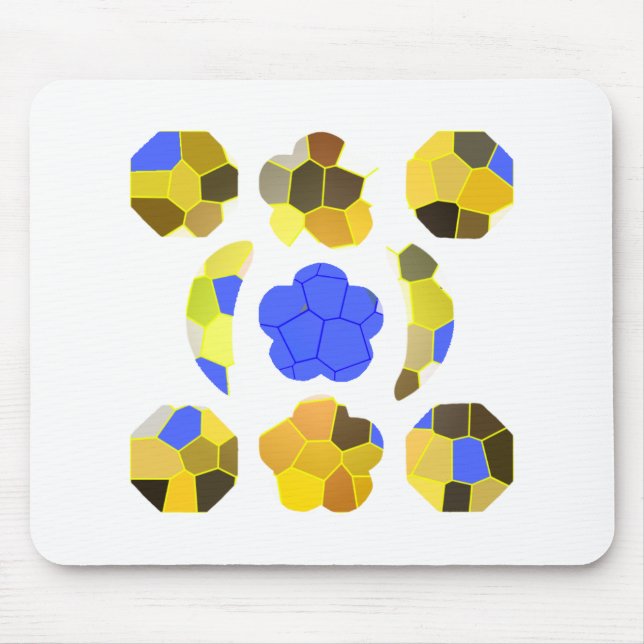 Mousepad Formas de Rico de Ilustração Azul Amarelo (Frente)