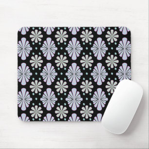 Mousepad Formas florais pastéis em um fundo preto