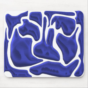 Mousepad Formas Fluidas Azuis Abstratas – Arte Moderna 3D