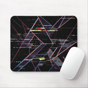 Mousepad Formas Geométricas Neon Glitchcore em Preto