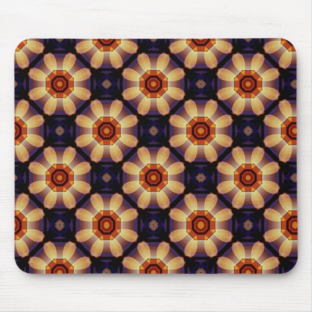 Mousepad Formas Geométricas Semelhantes a Flores em Dourado (Frente)