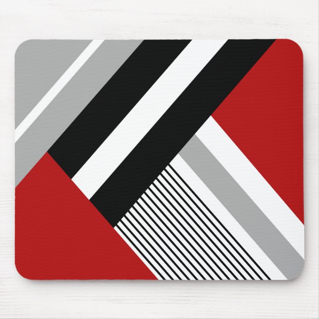 Mousepad Formas geométricas vermelhas, cinzas, brancas e pr (Frente)