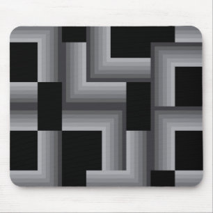 Mousepad Formas quadradas pretas, prateadas, legal, únicas